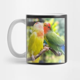 Unique animal photography of A pair of loving rosy-faced lovebird Mug